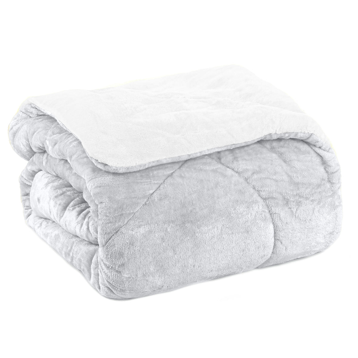 EDREDOM SOLTEIRO PLUSH   BICOLOR - CINZA 144107 /BRANCO