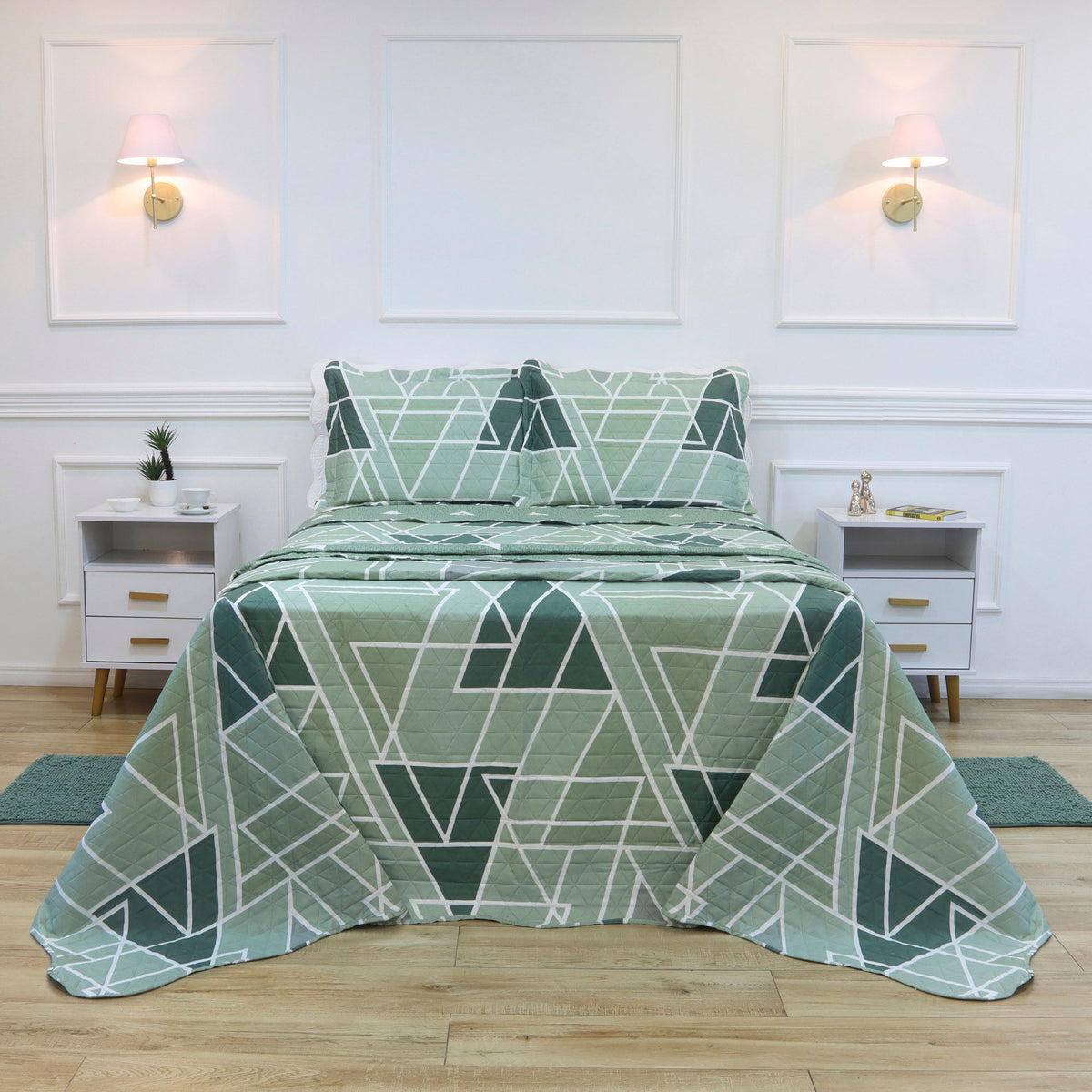 KIT CAMA CASAL ULTRA LISSE BELLE - VERDE GEO