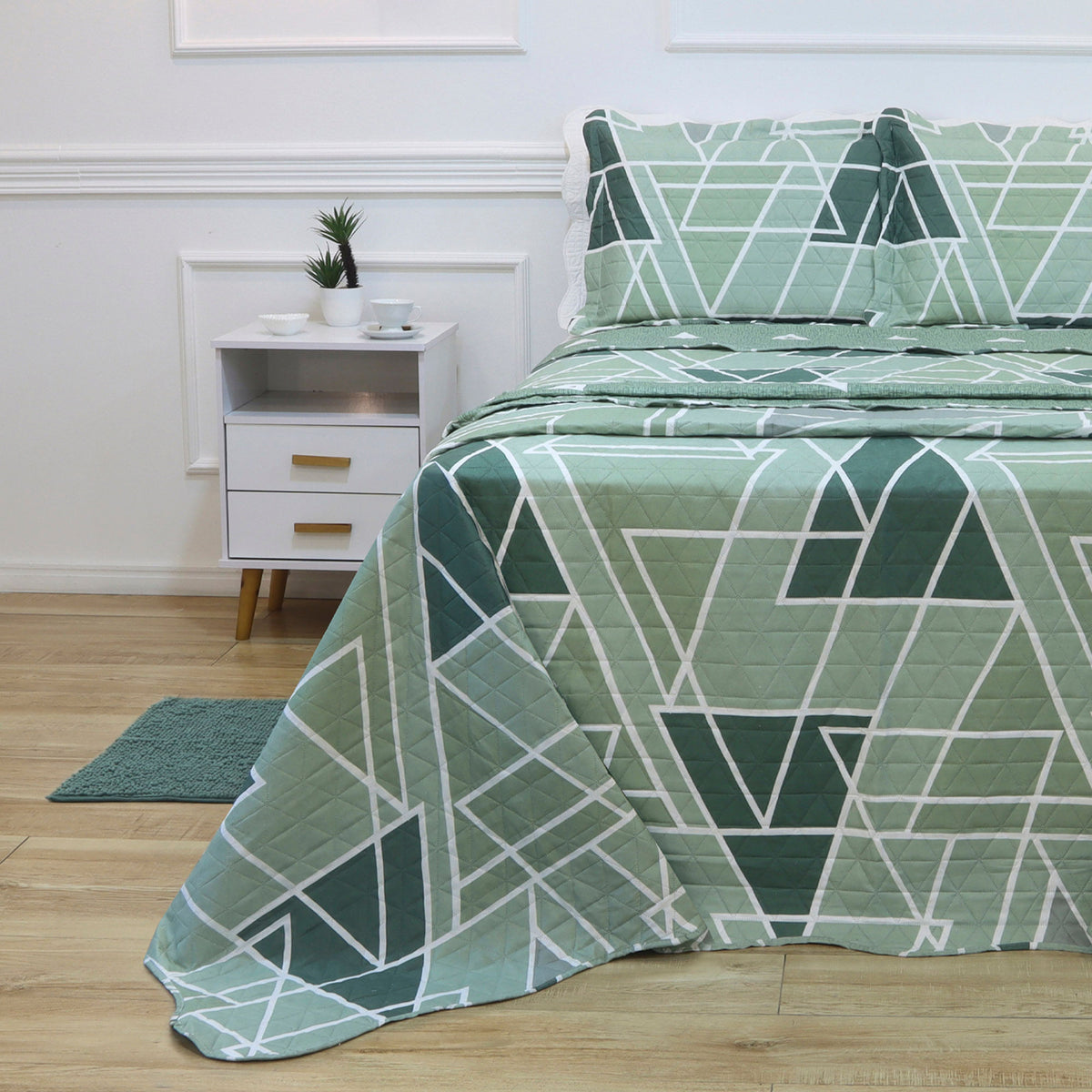 KIT CAMA SOLTEIRO ULTRA LISSE BELLE - VERDE GEO