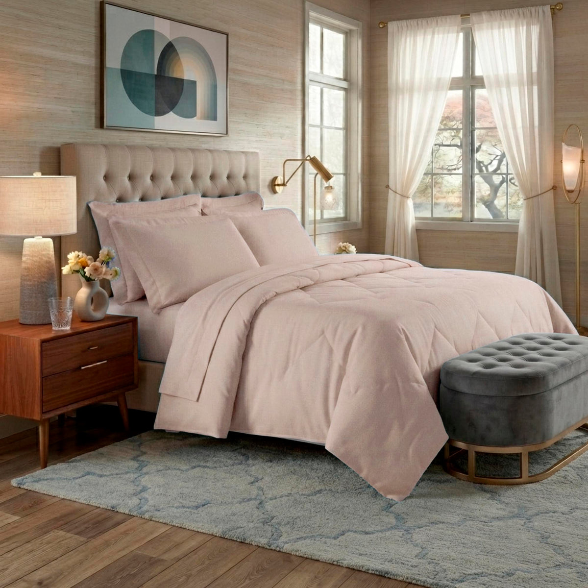 JOGO DE CAMA KING 400 FIOS  ELEGANCE - ROSA 12-2102
