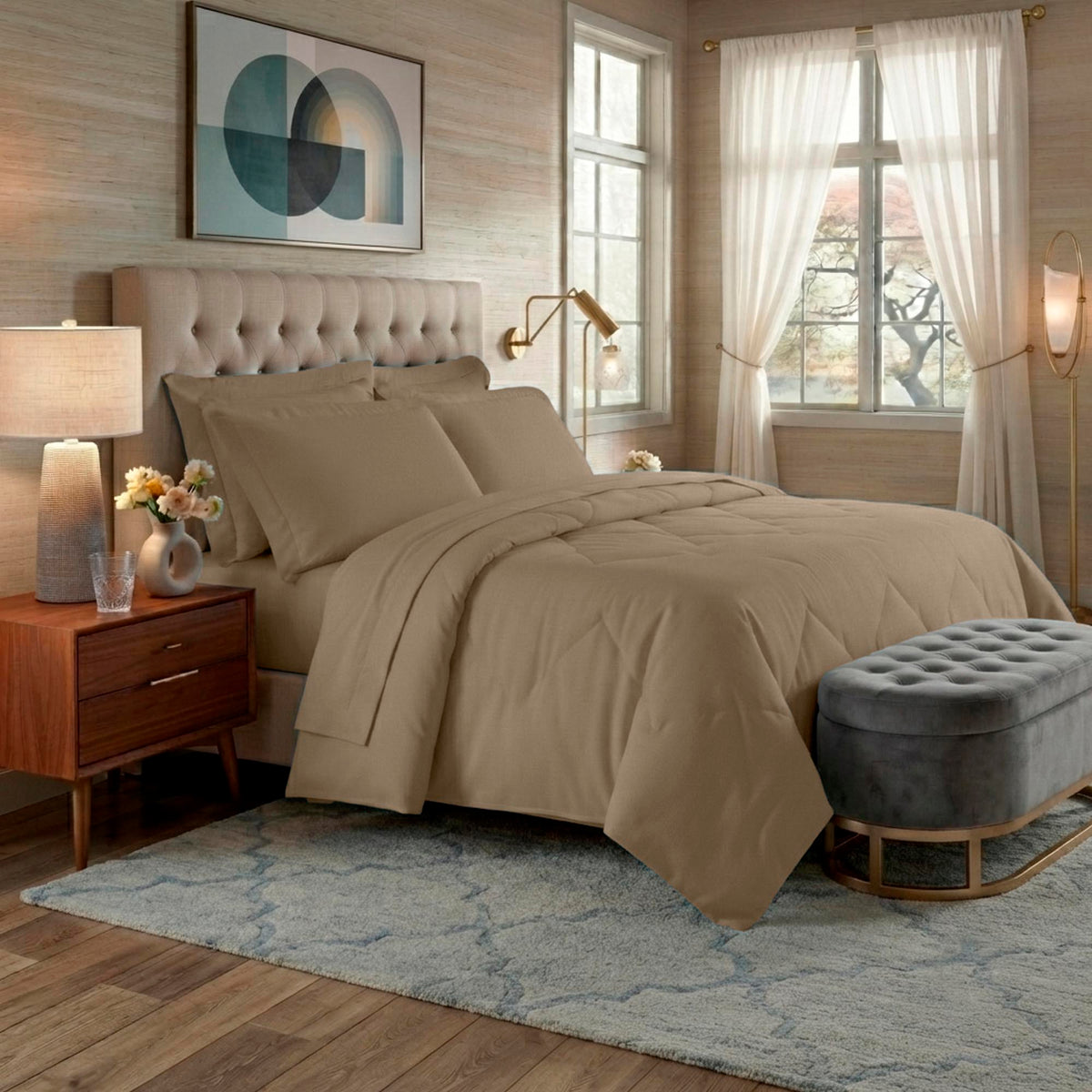JOGO DE CAMA KING 400 FIOS  ELEGANCE - TAUPE 14-1305