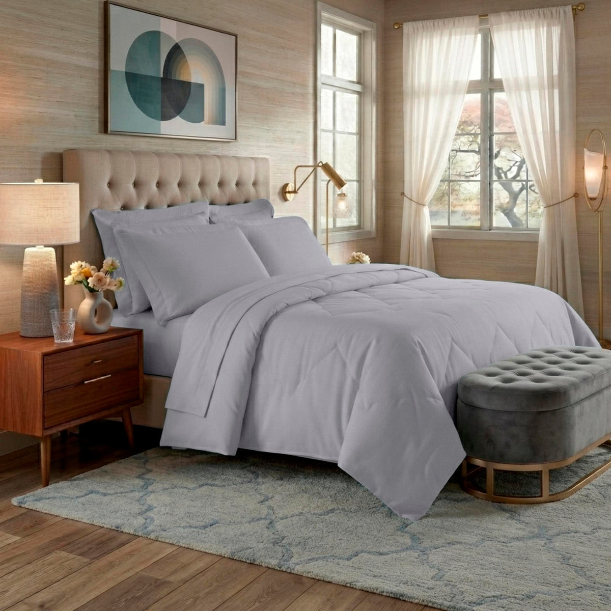 JOGO DE CAMA KING 400 FIOS  ELEGANCE - CINZA 13-4201