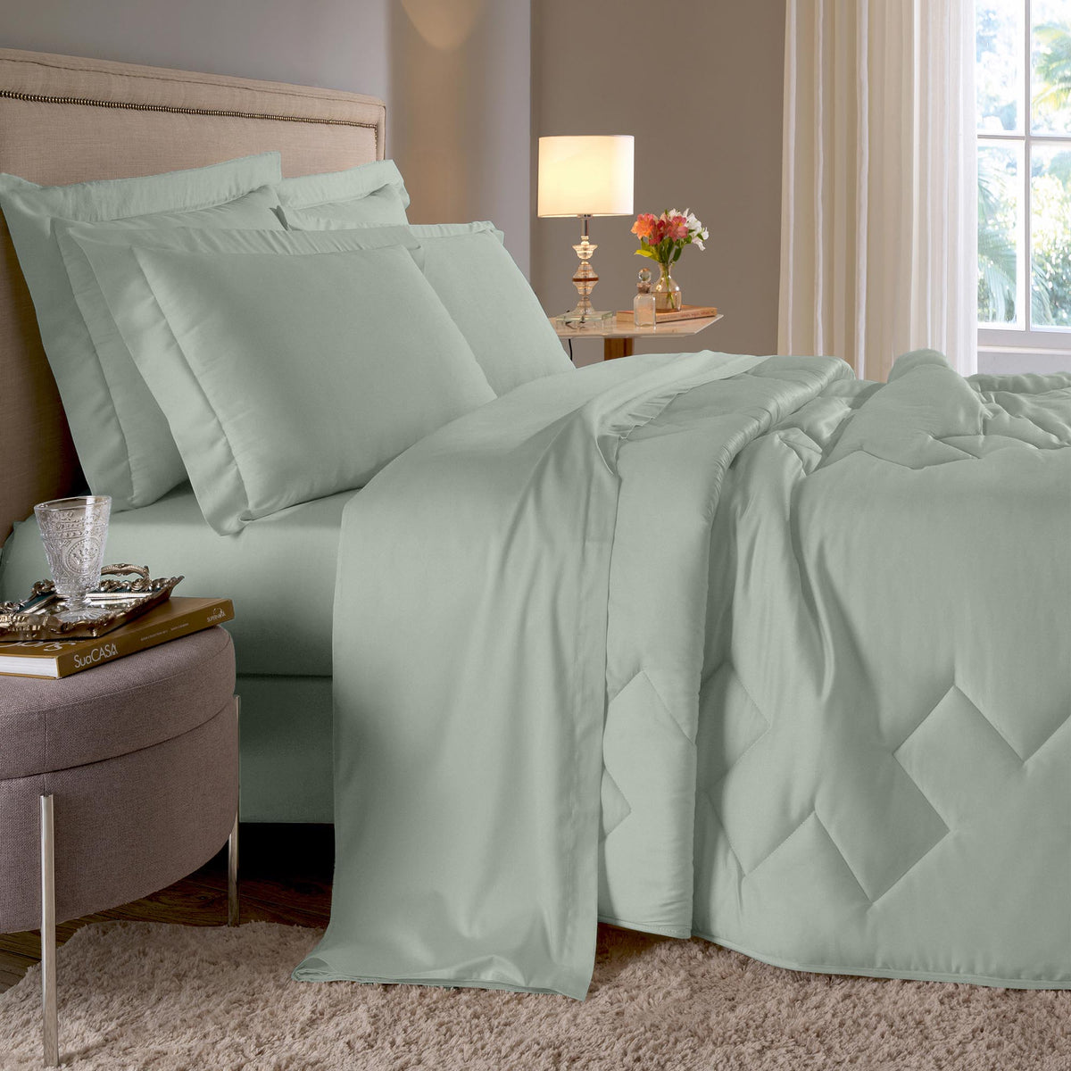 JOGO DE CAMA KING 400 FIOS  ELEGANCE - VERDE 14-6007