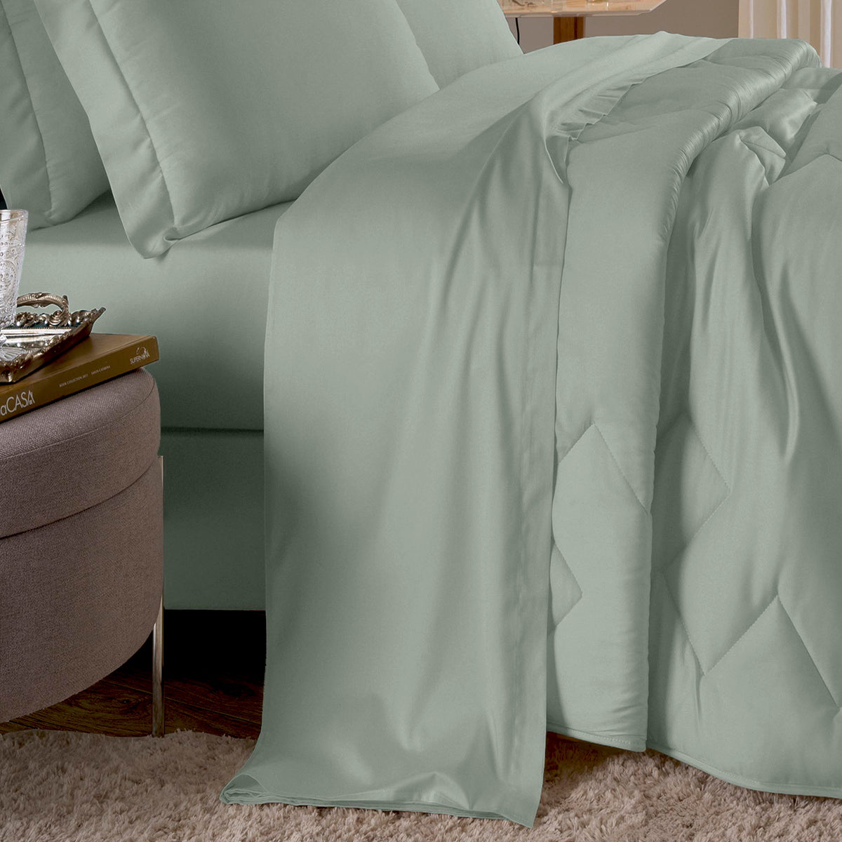 JOGO DE CAMA KING 400 FIOS  ELEGANCE - VERDE 14-6007