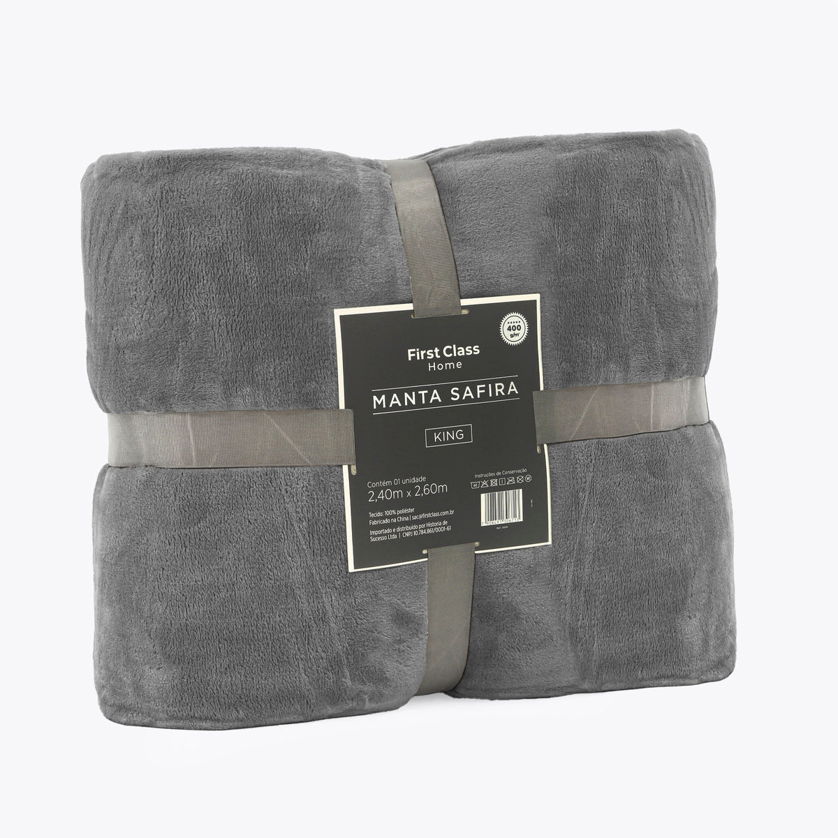 MANTA CASAL FLANNEL SAFIRA SUPREME - CINZA ESC 18-4005