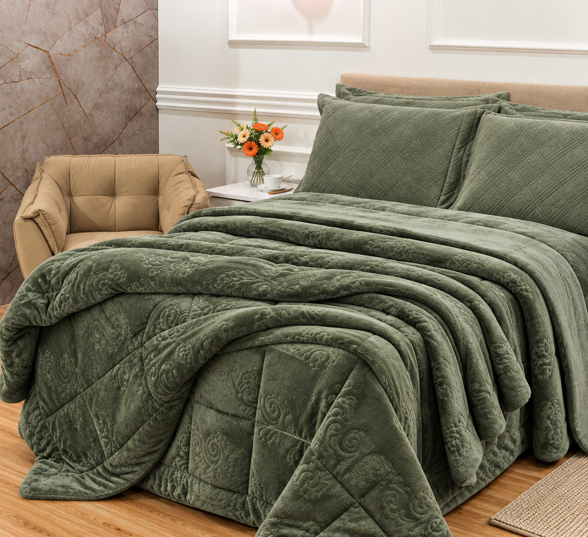 EDREDOM CASAL PLUSH AIRBLOON CLASSIC - VERDE 18-0312/16-6008