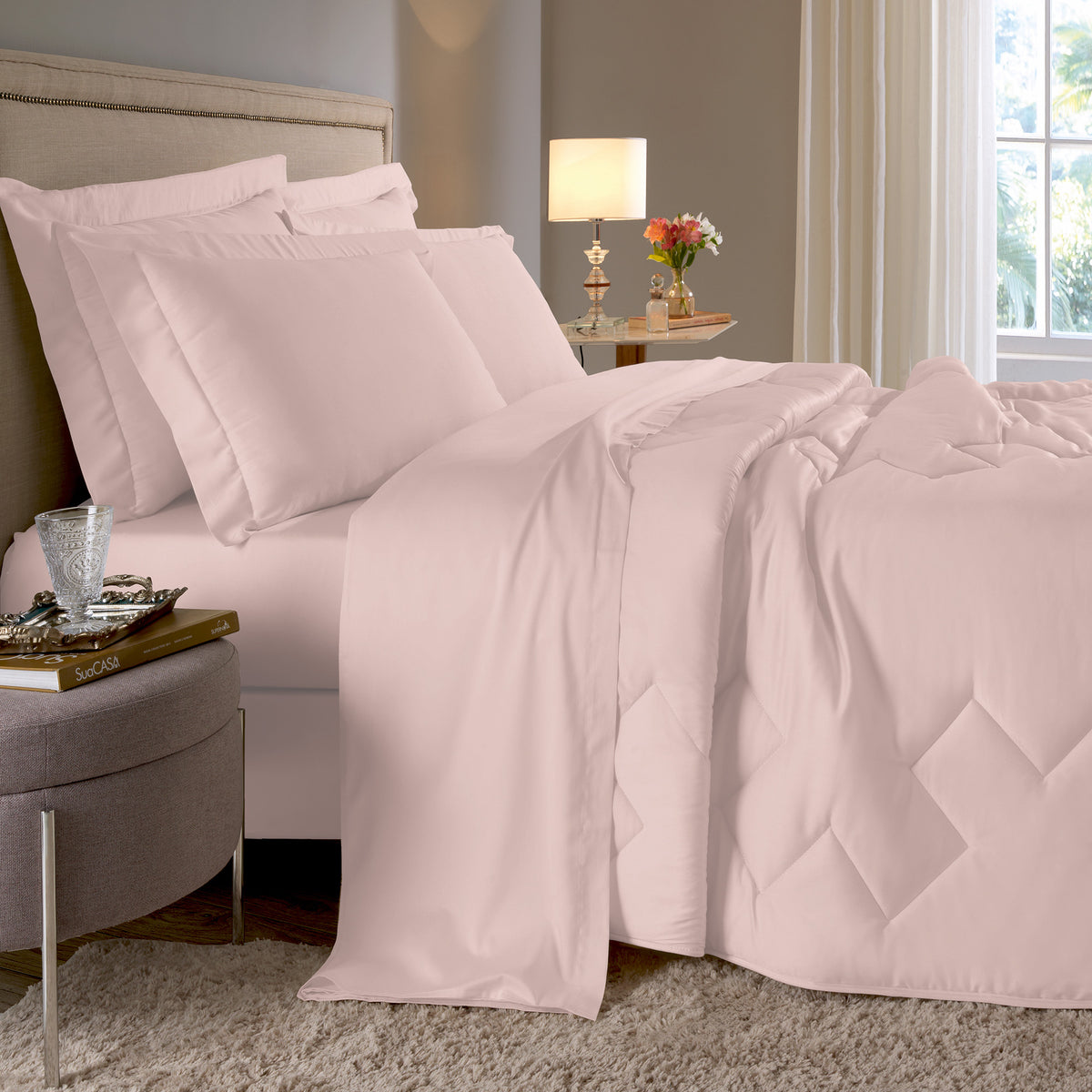JOGO DE CAMA KING 400 FIOS  ELEGANCE - rosa 13-5304