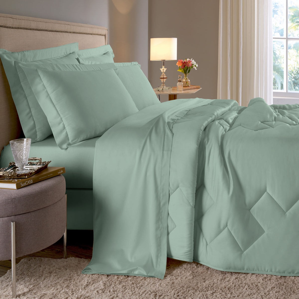 JOGO DE CAMA KING 400 FIOS  ELEGANCE - VERDE