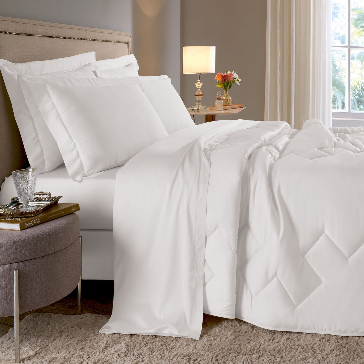 JOGO DE CAMA KING 400 FIOS  ELEGANCE - BRANCO