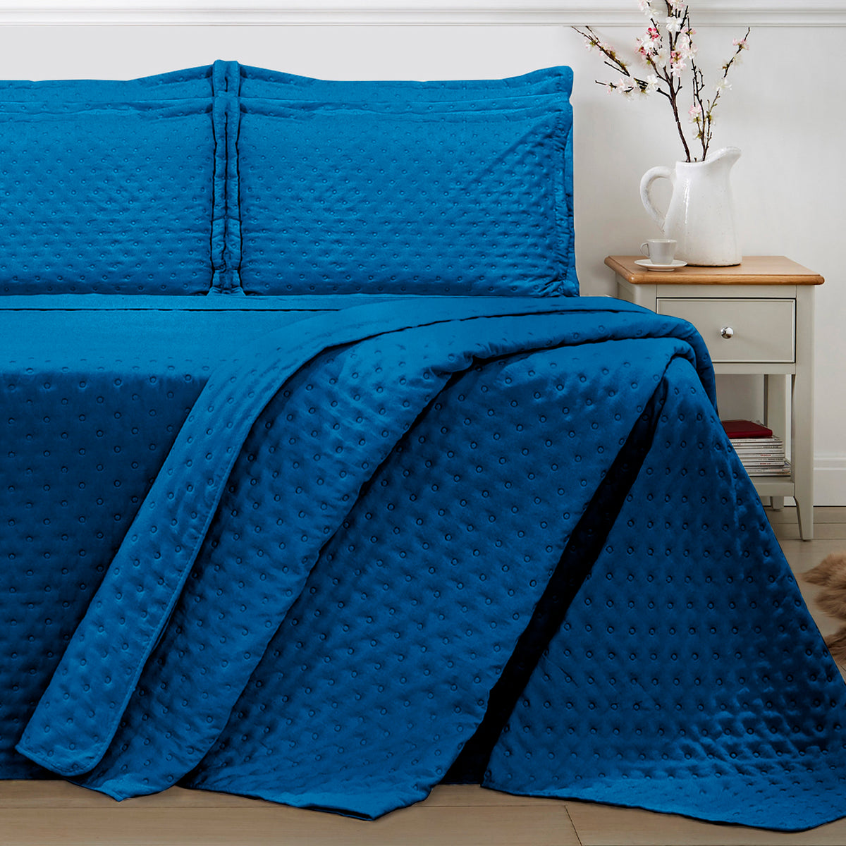 KIT CAMA SOLTEIRO  DELICATO - Azul 19-4026