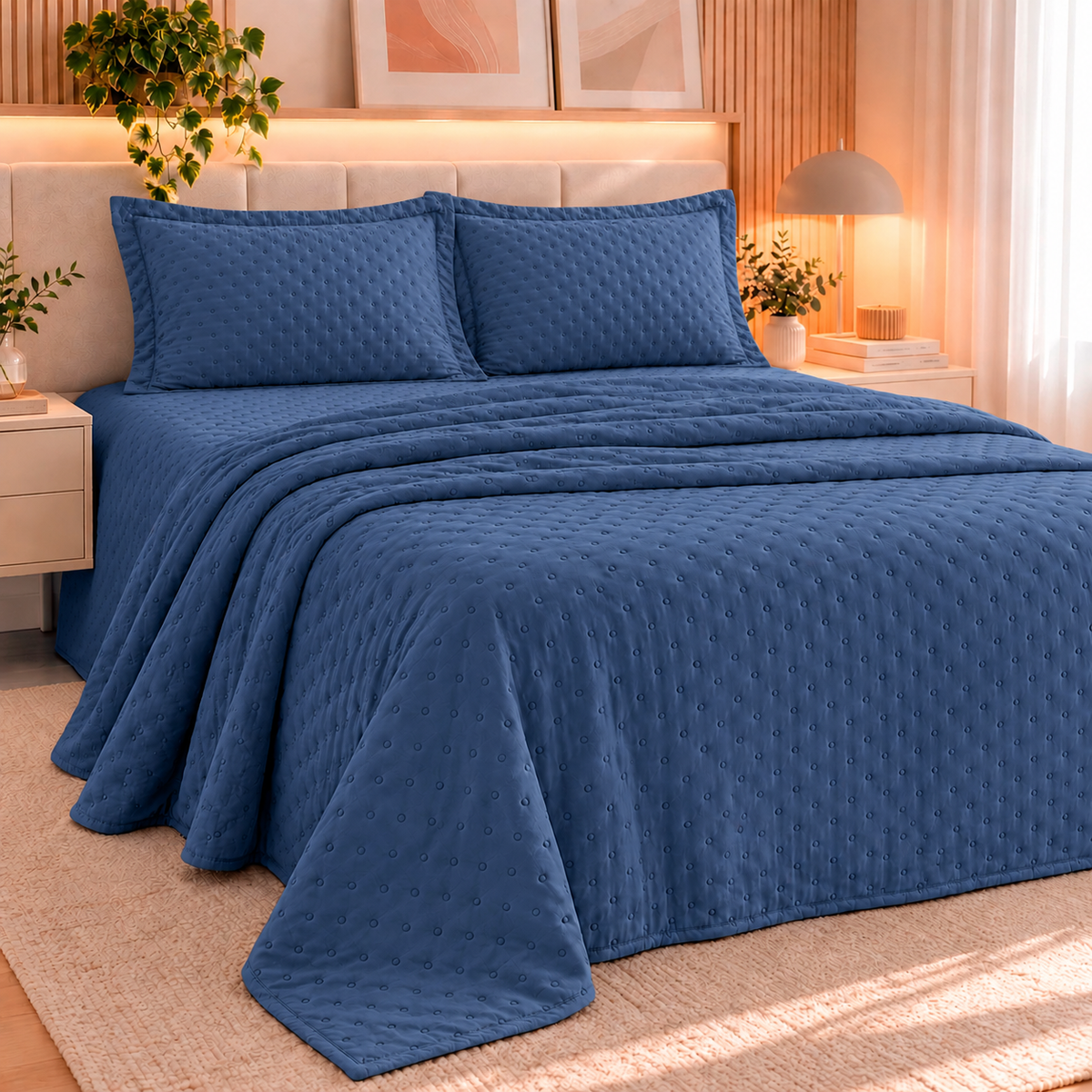 KIT CAMA QUEEN DELICATO - AZUL 18-4018