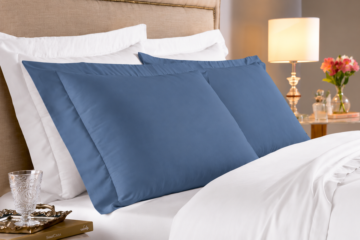 PAR DE FRONHAS  ELEGANCE   400 FIOS - AZUL 16-4013