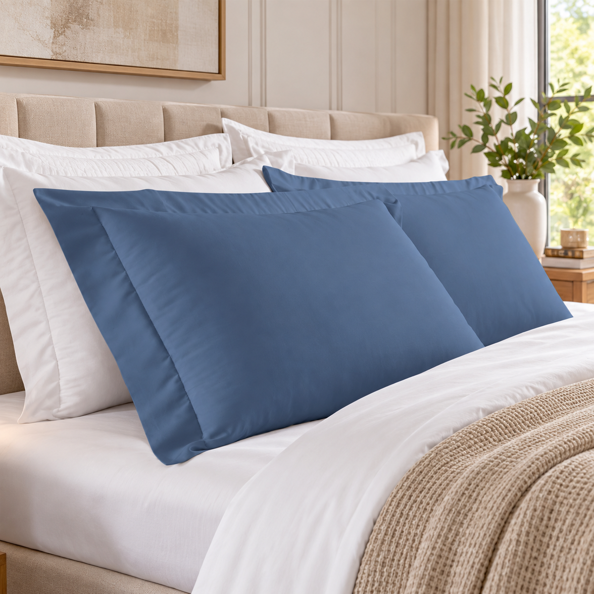 PAR DE FRONHAS  ELEGANCE   400 FIOS - AZUL 16-4013