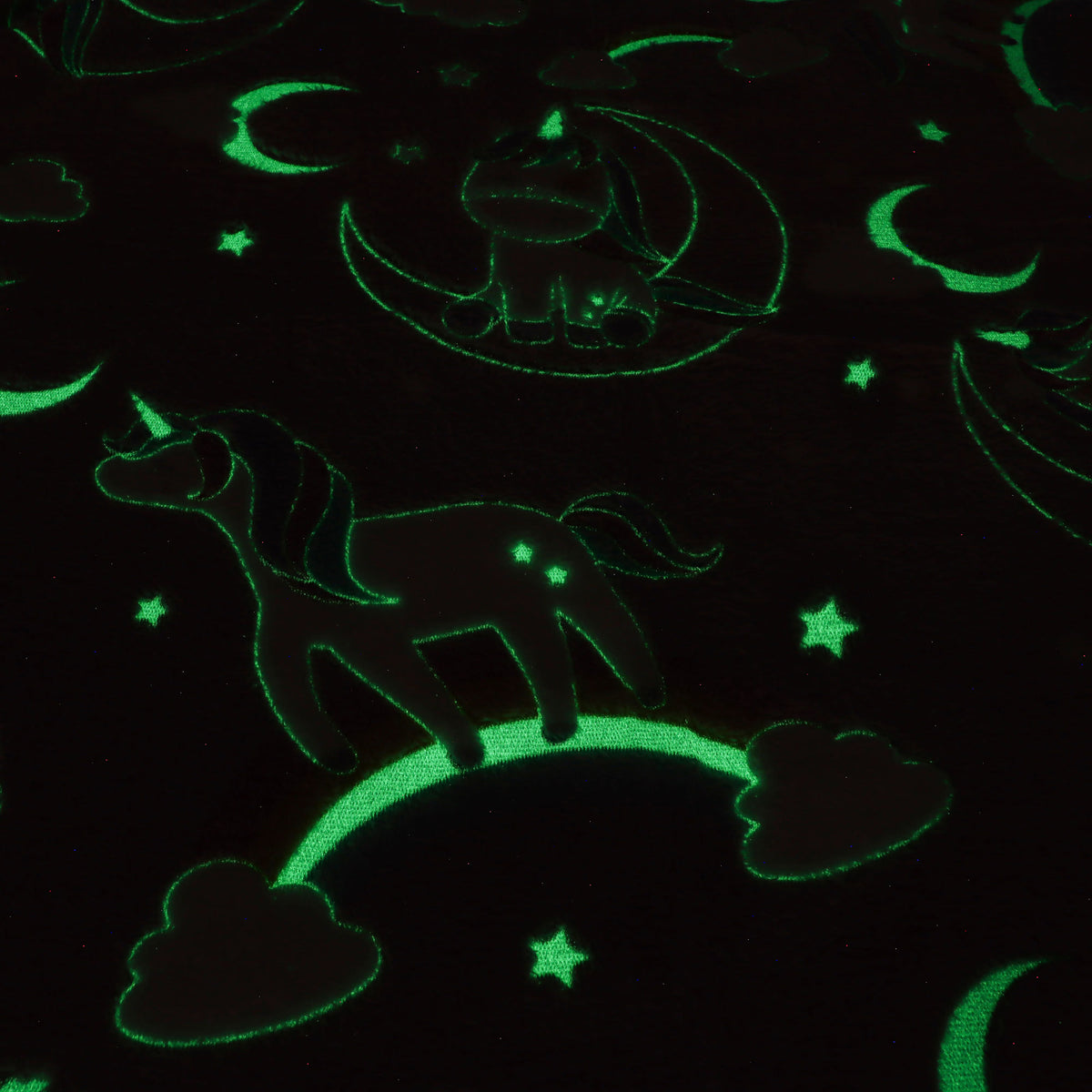 MANTA SOLTEIRO EFEITO BORDADO GLOW - UNICORNIO