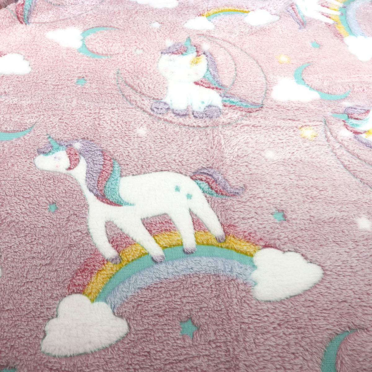 MANTA SOLTEIRO EFEITO BORDADO GLOW - UNICORNIO