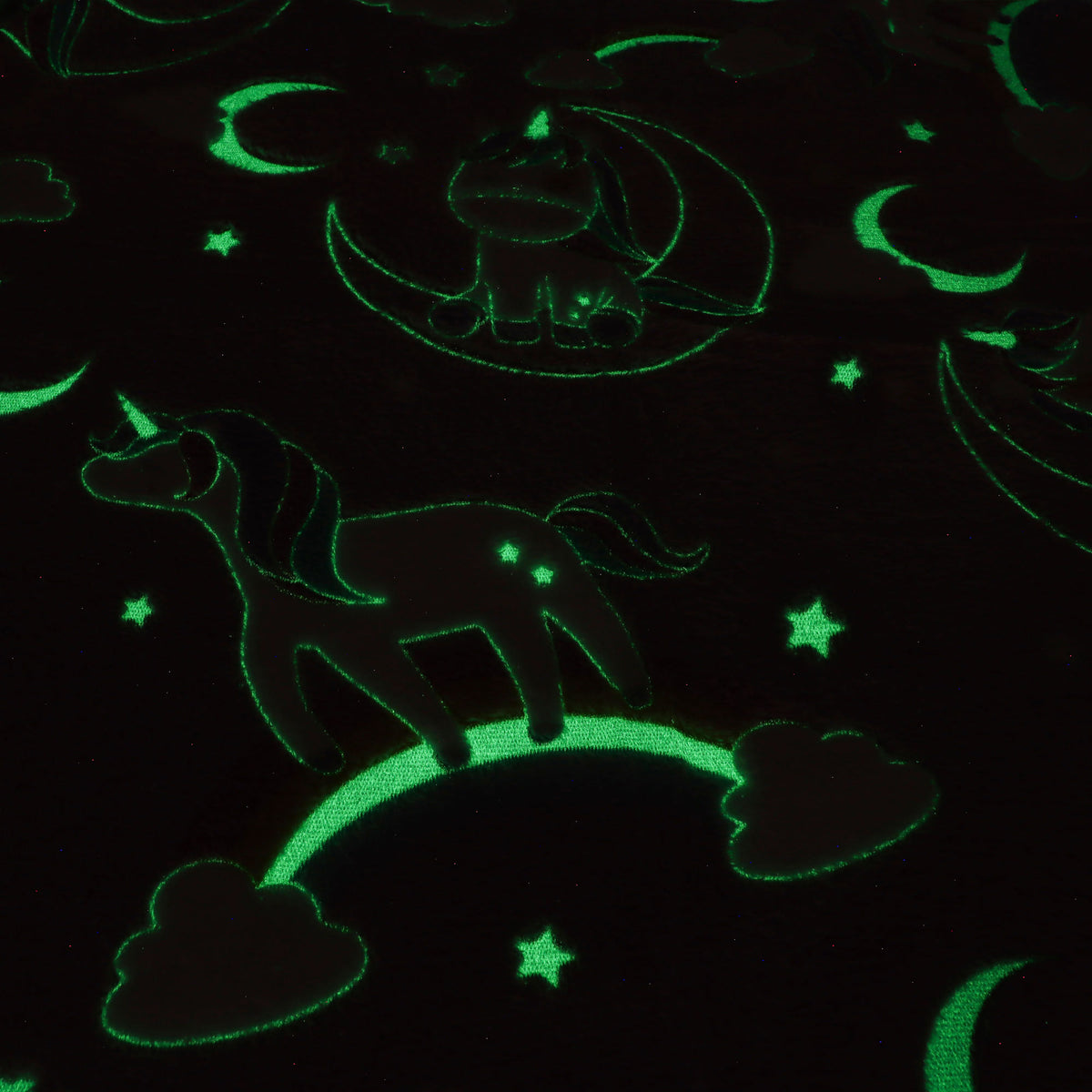 MANTA SOLTEIRO EFEITO BORDADO GLOW - UNICORNIO