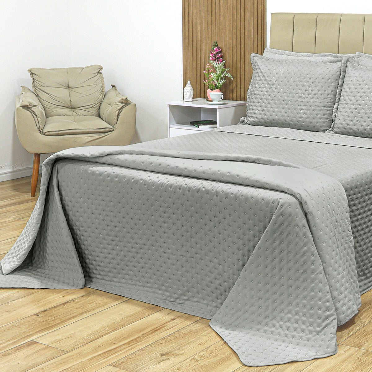 KIT CAMA SOLTEIRO  DELICATO - CINZA 14-4201