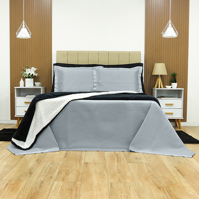KIT CAMA CASAL ACETINADO ÔNIX - CINZA 14-4105