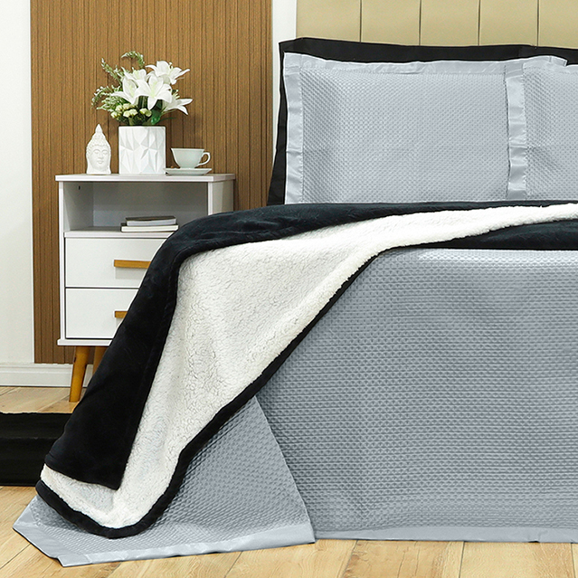 KIT CAMA CASAL ACETINADO ÔNIX - CINZA 14-4105