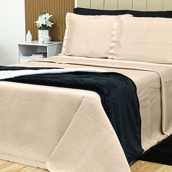 KIT CAMA KING ACETINADO ÔNIX - BEGE 13-0404