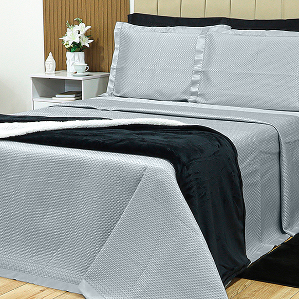 KIT CAMA KING ACETINADO ÔNIX - CINZA 14-4105