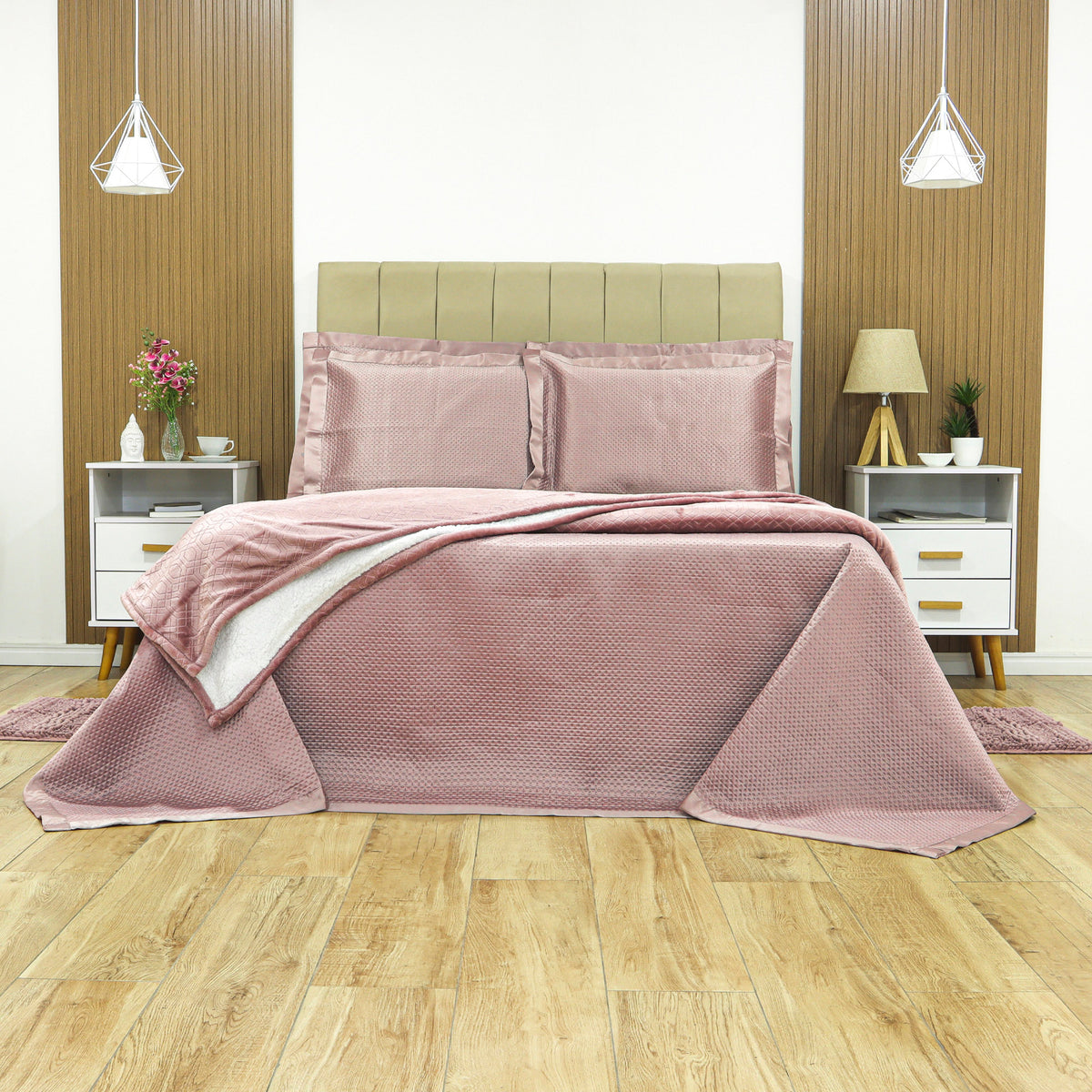 KIT CAMA QUEEN ÔNIX ACETINADO - ROSA 16-1510