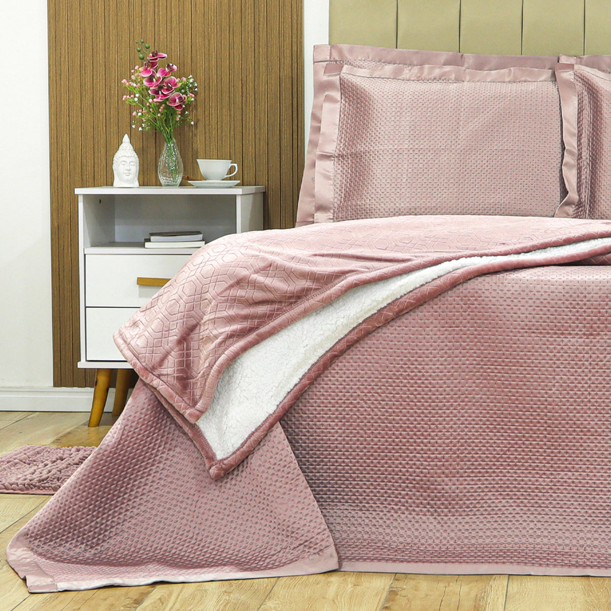 KIT CAMA QUEEN ÔNIX ACETINADO - ROSA 16-1510
