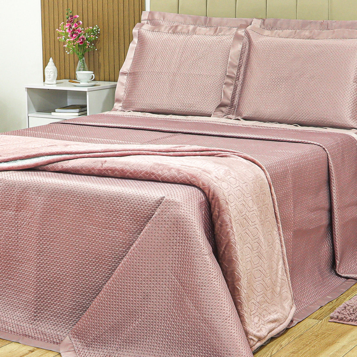 KIT CAMA CASAL ACETINADO ÔNIX - ROSA 16-1510