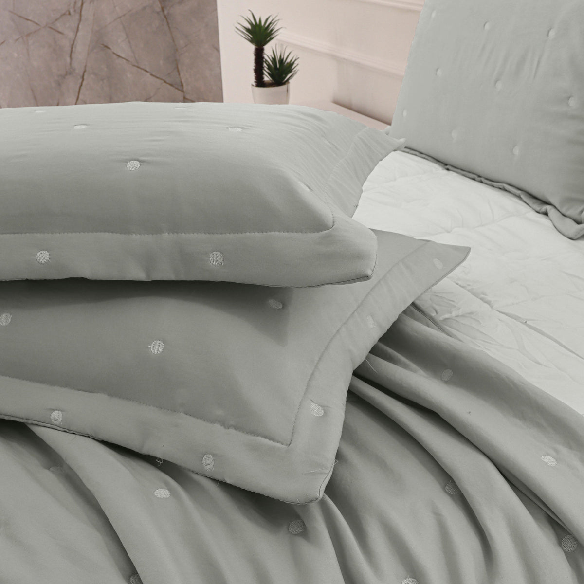 Kit Cama Solteiro Matelassê Dots - VERDE 12-5303