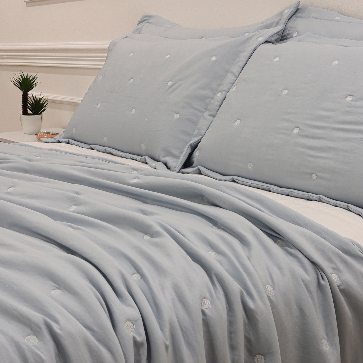 Kit Cama Solteiro Matelassê Dots - AZUL 12-4202