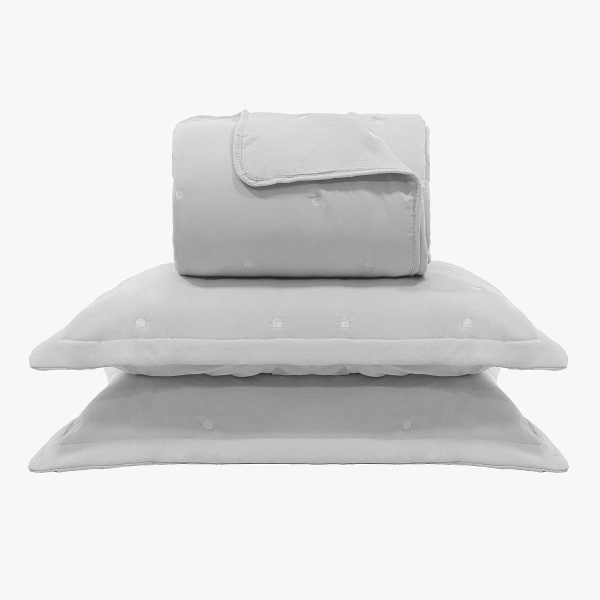 Kit Cama Solteiro Matelassê Dots - CINZA 12-4306