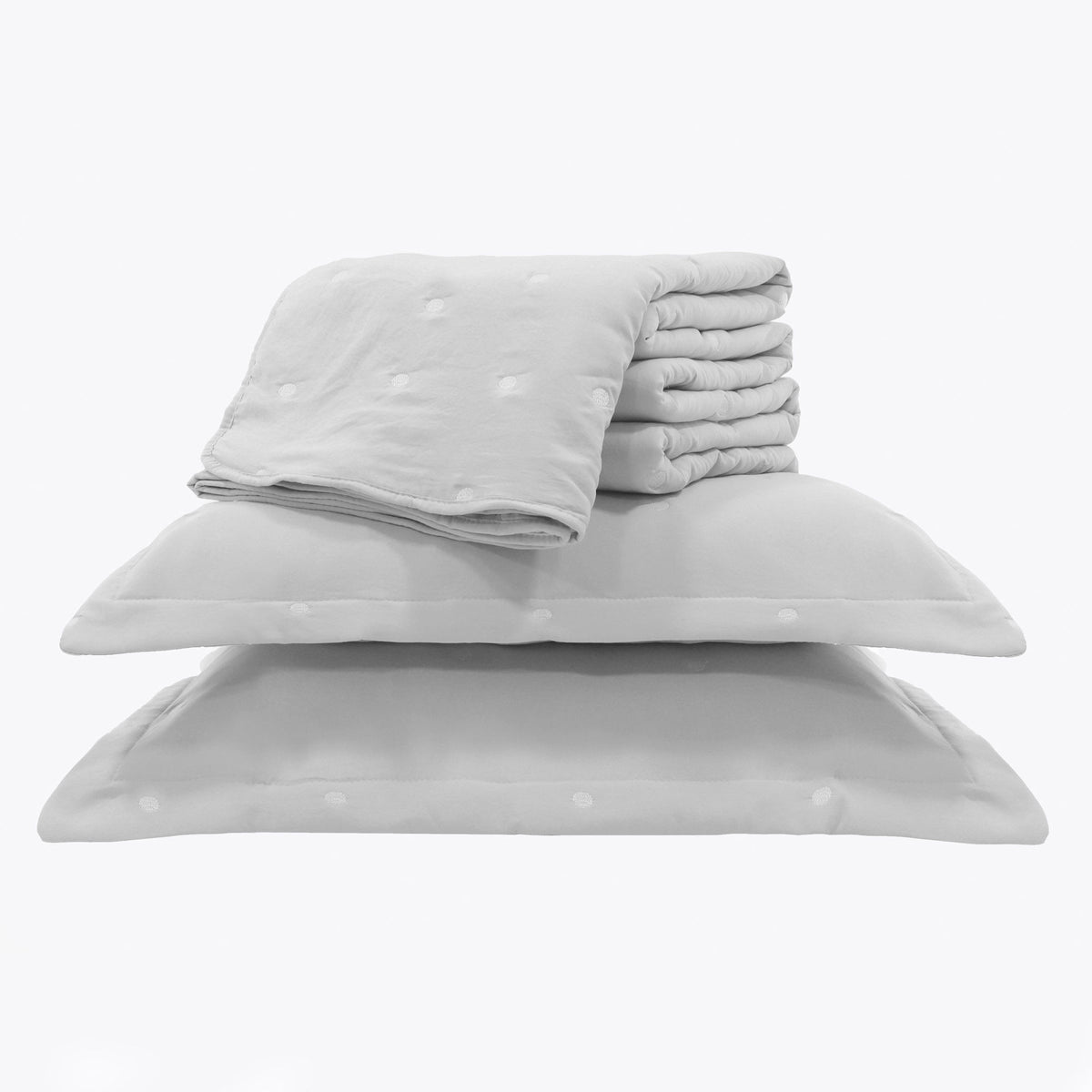 Kit Cama Solteiro Matelassê Dots - CINZA 12-4306