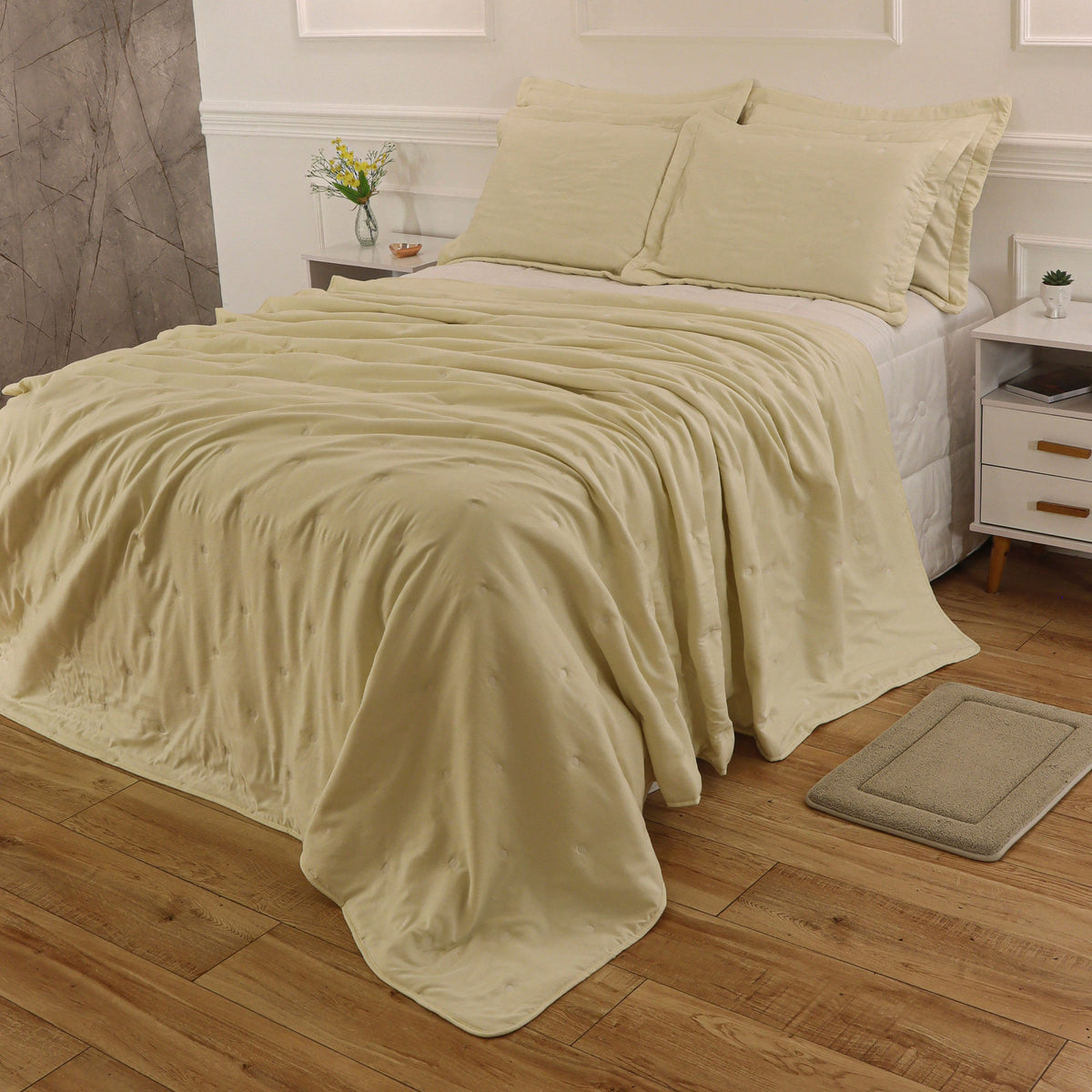 Kit Cama Solteiro Matelassê Dots - AMARELO 11-0510