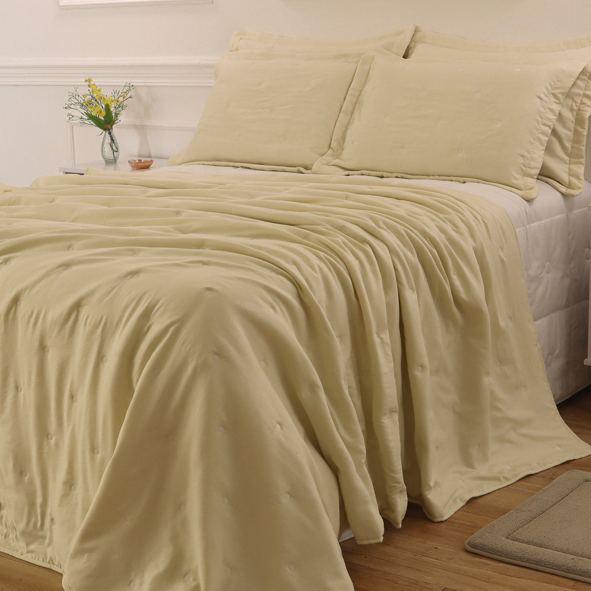 Kit Cama Solteiro Matelassê Dots - AMARELO 11-0510