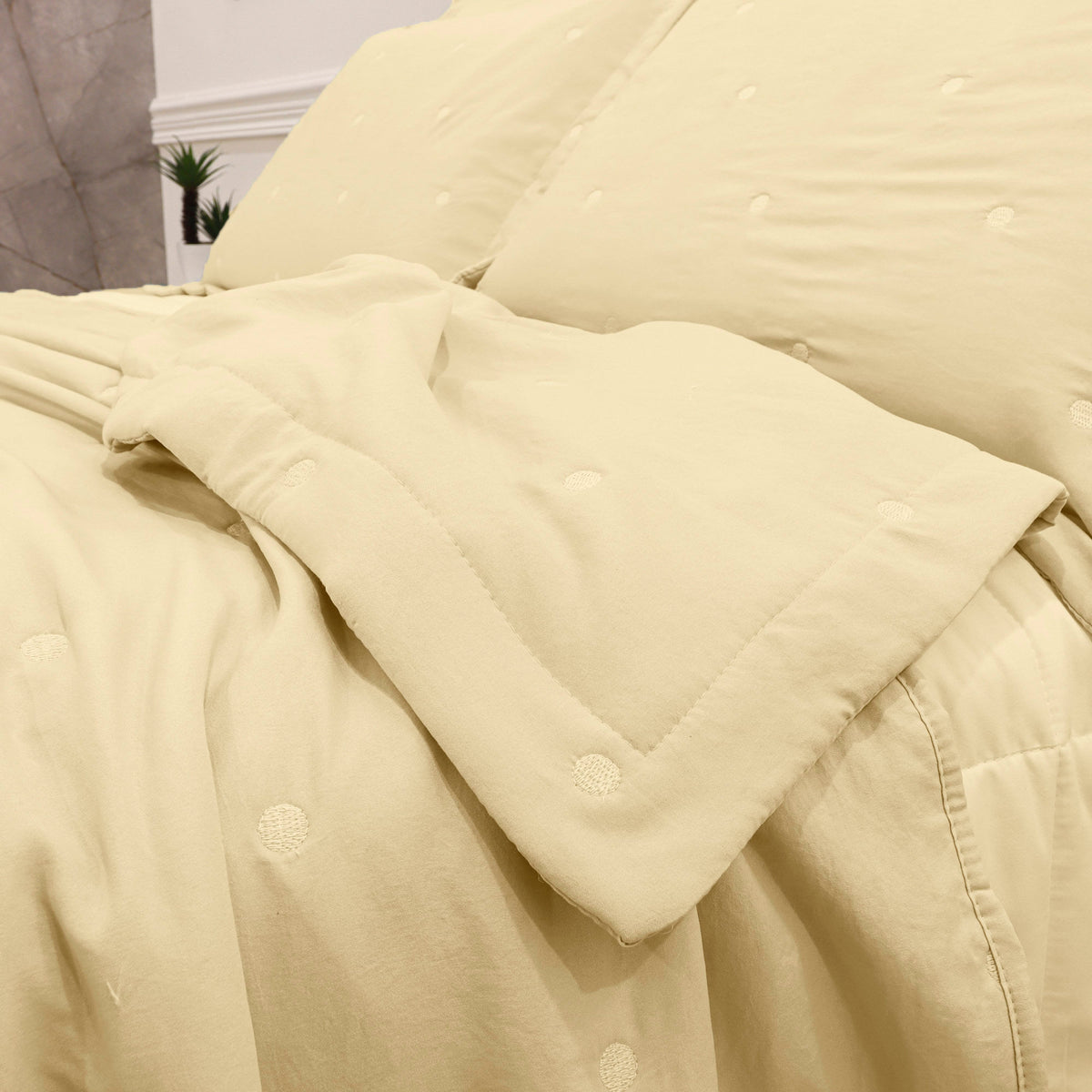 Kit Cama Solteiro Matelassê Dots - AMARELO 11-0510