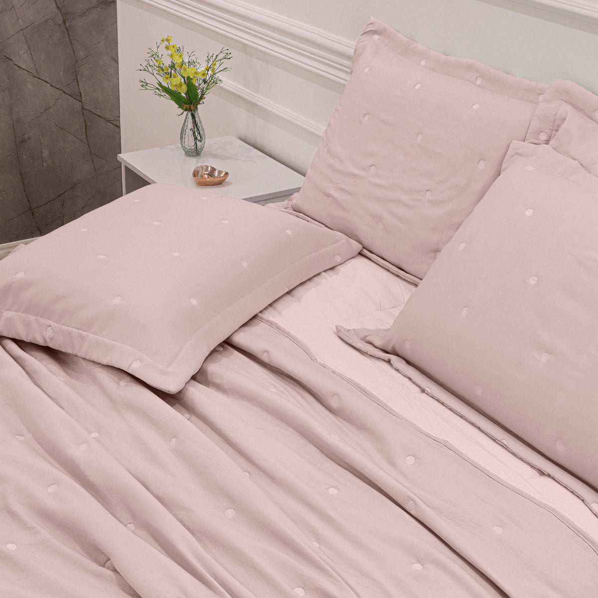 Kit Cama Solteiro Matelassê Dots - ROSA 13-2808
