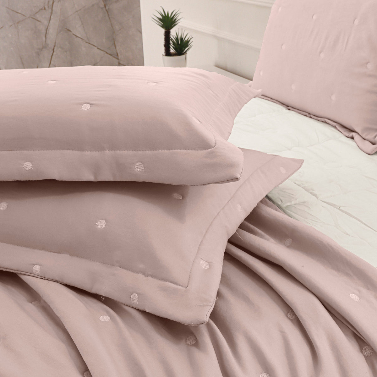 Kit Cama Solteiro Matelassê Dots - ROSA 13-2808