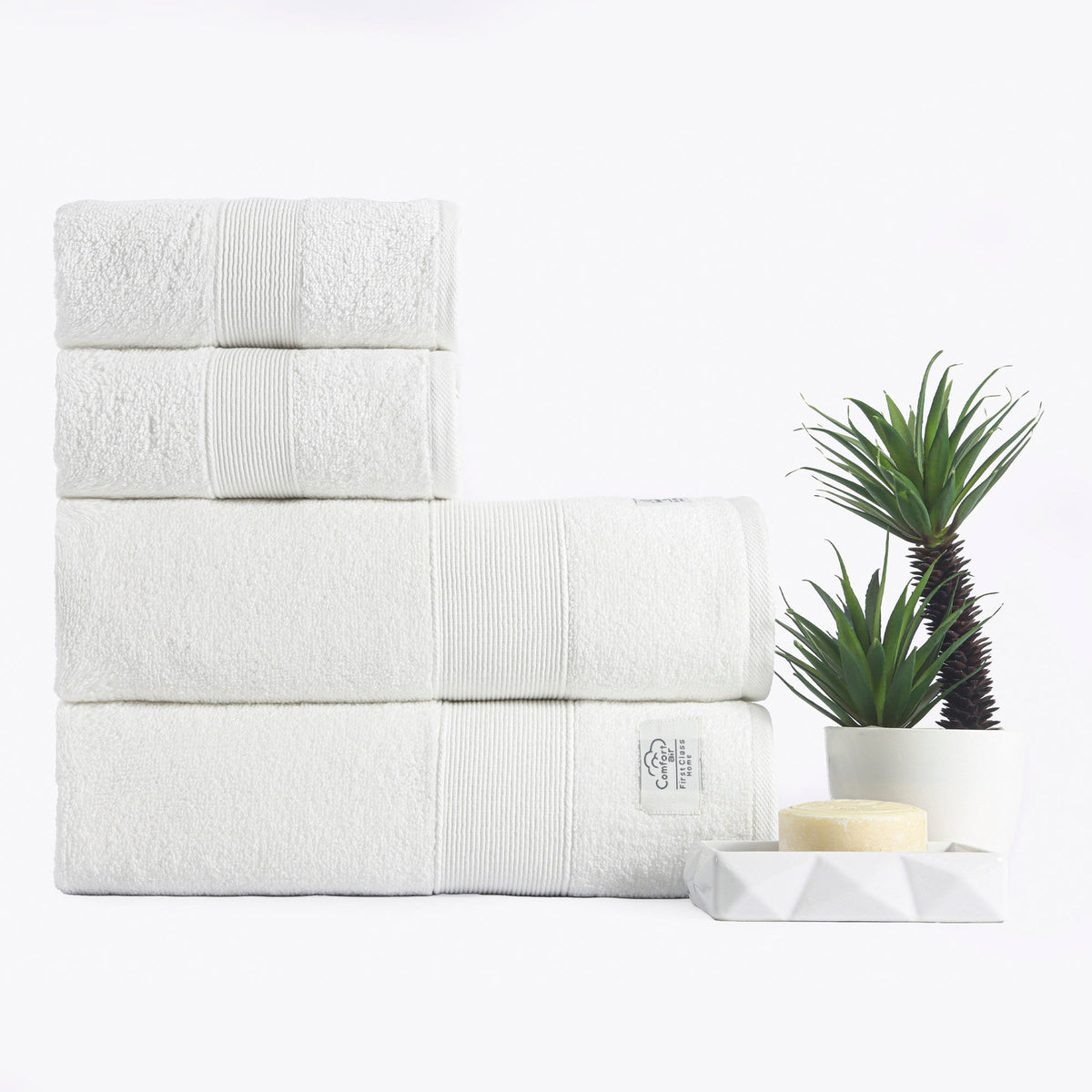 Jogo de Banho 4 Peças Comfort Air Supreme 100% Algodão - BRANCO/BRANCO