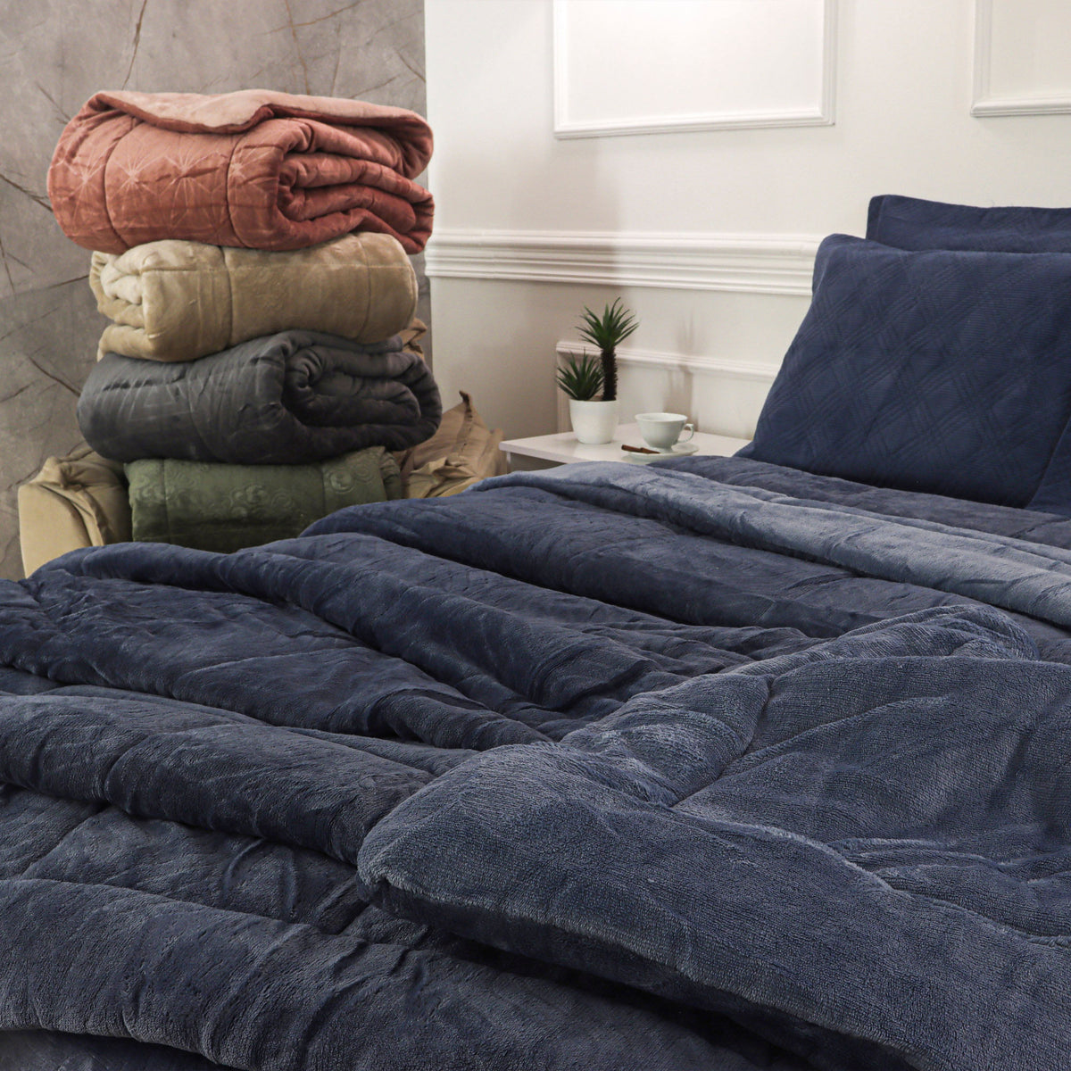 EDREDOM KING PLUSH AIRBLOON CLASSIC - AZUL 18-3919/17-4019