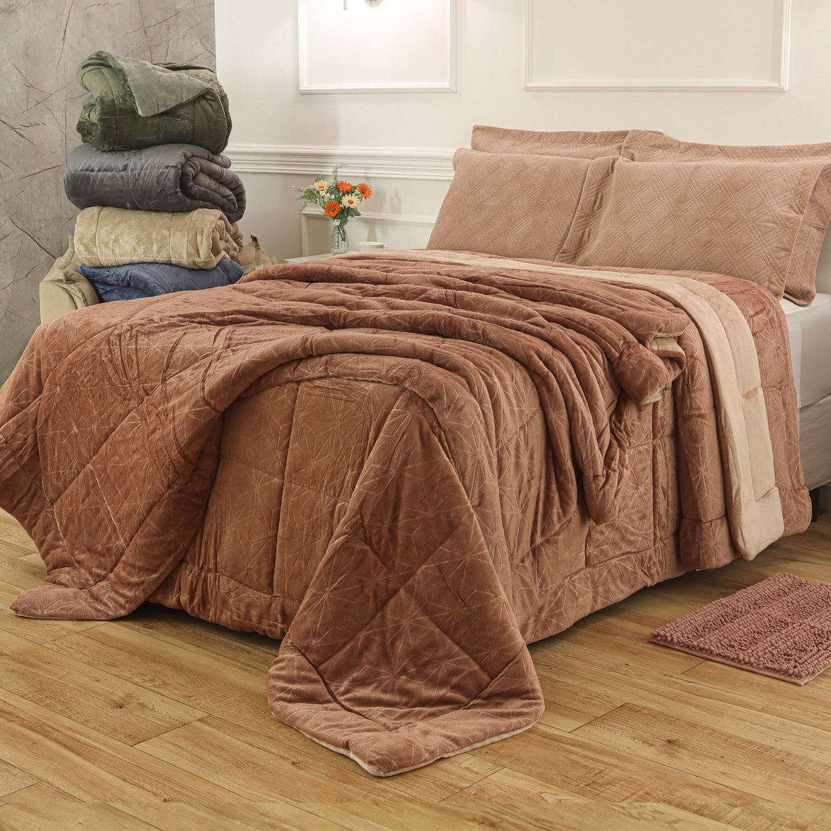 EDREDOM CASAL PLUSH AIRBLOON CLASSIC - ROSA 17-1514/15-1512