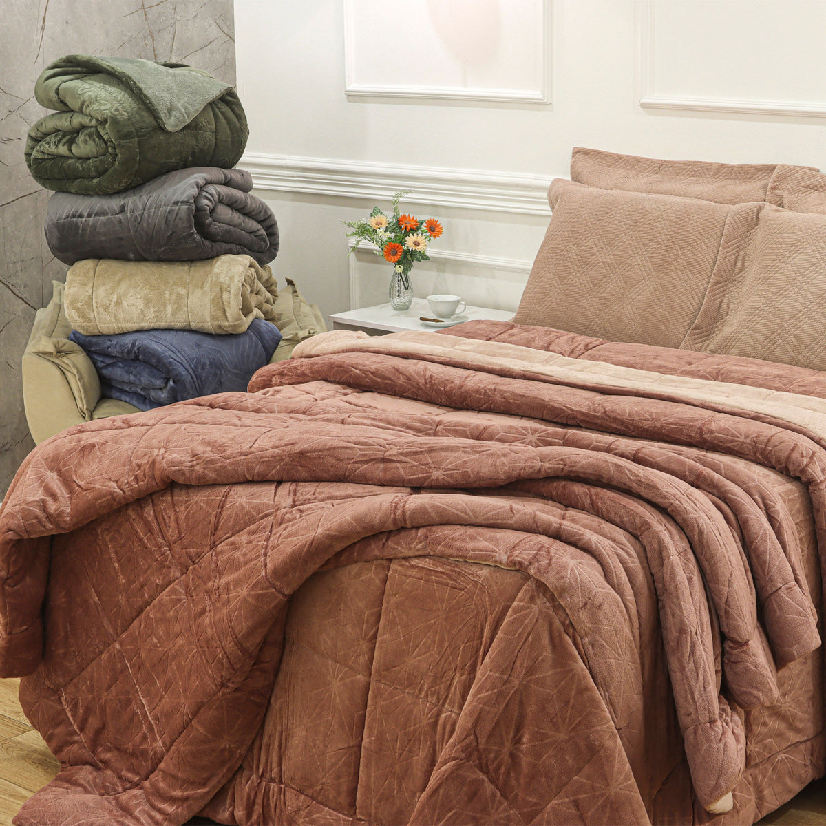 EDREDOM KING PLUSH AIRBLOON CLASSIC - ROSA 17-1514/15-1512