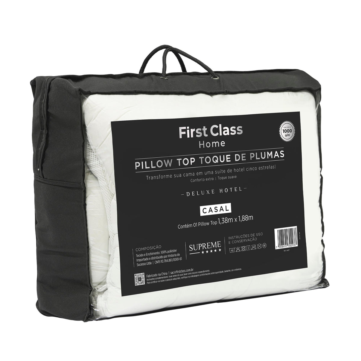 PILLOW TOP 1000 GRAMAS KING TOQUE DE PLUMAS DELUXE HOTEL - BRANCO