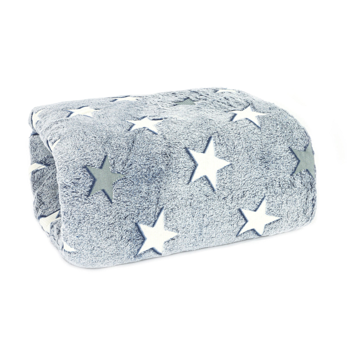 MANTA SOLTEIRO FLANNEL EFEITO  BORDADA - ESTRELA