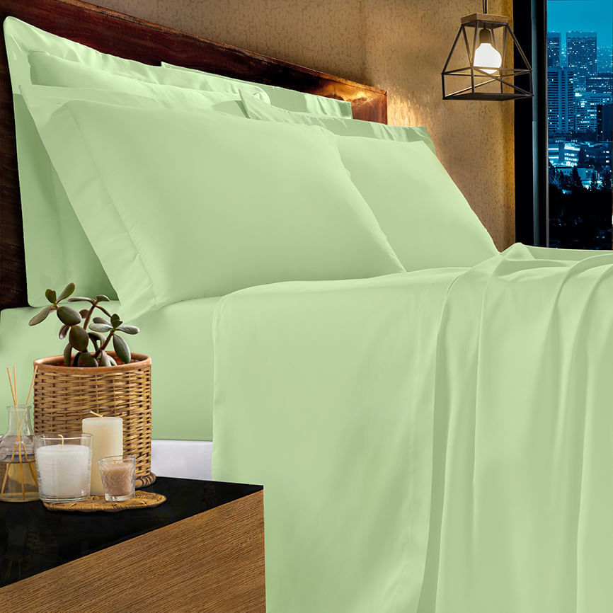 JOGO DE CAMA CASAL 1000 FIOS  DELUXE HOTEL - VERDE