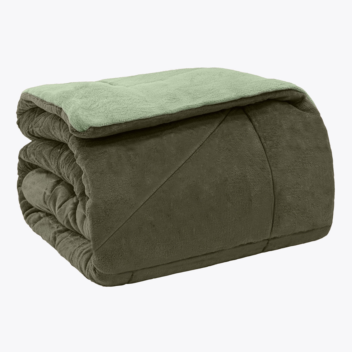 EDREDOM SOLTEIRO PLUSH   BICOLOR - VERDE 180312 / 160110