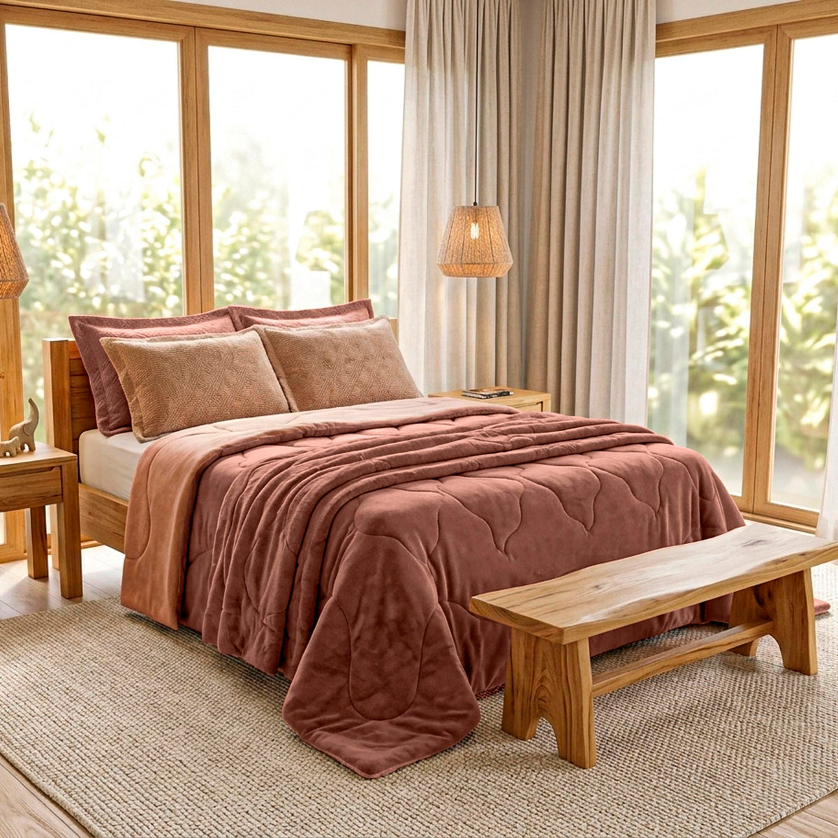 EDREDOM QUEEN PLUSH   BICOLOR - ROSA 171518 /151512