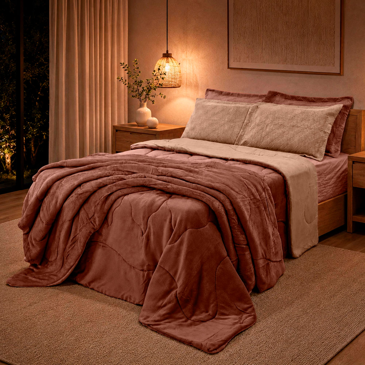 EDREDOM KING PLUSH  BICOLOR - ROSA 171518 /151512