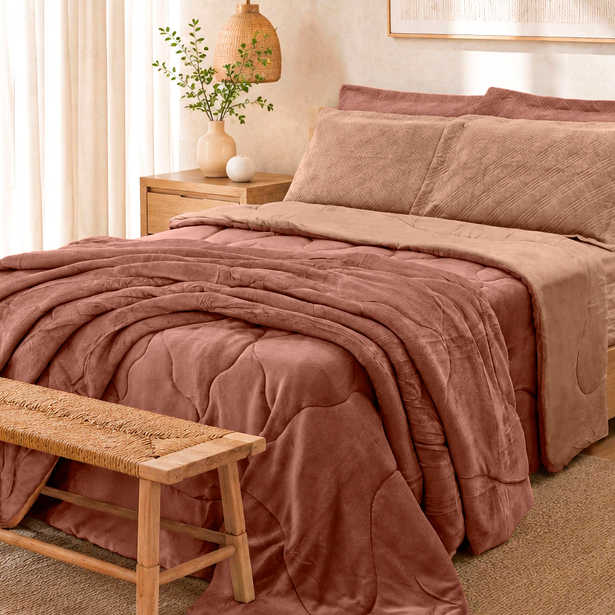 EDREDOM KING PLUSH  BICOLOR - ROSA 171518 /151512