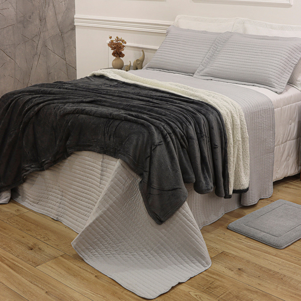 MANTA SHERPA  CASAL DELUXE - CINZA 18-0000