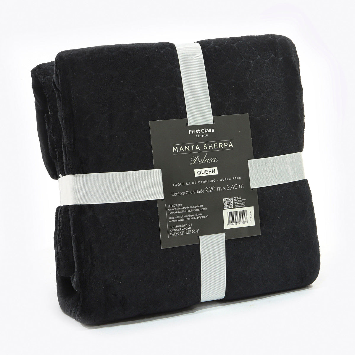 MANTA SHERPA  CASAL DELUXE - PRETO